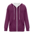 thumbnail image 4 of NinXxx Women's Fashionable Pocket Zipper Long Sleeve Hooded Sweatshirt Dark Purple1 S, 4 of 4