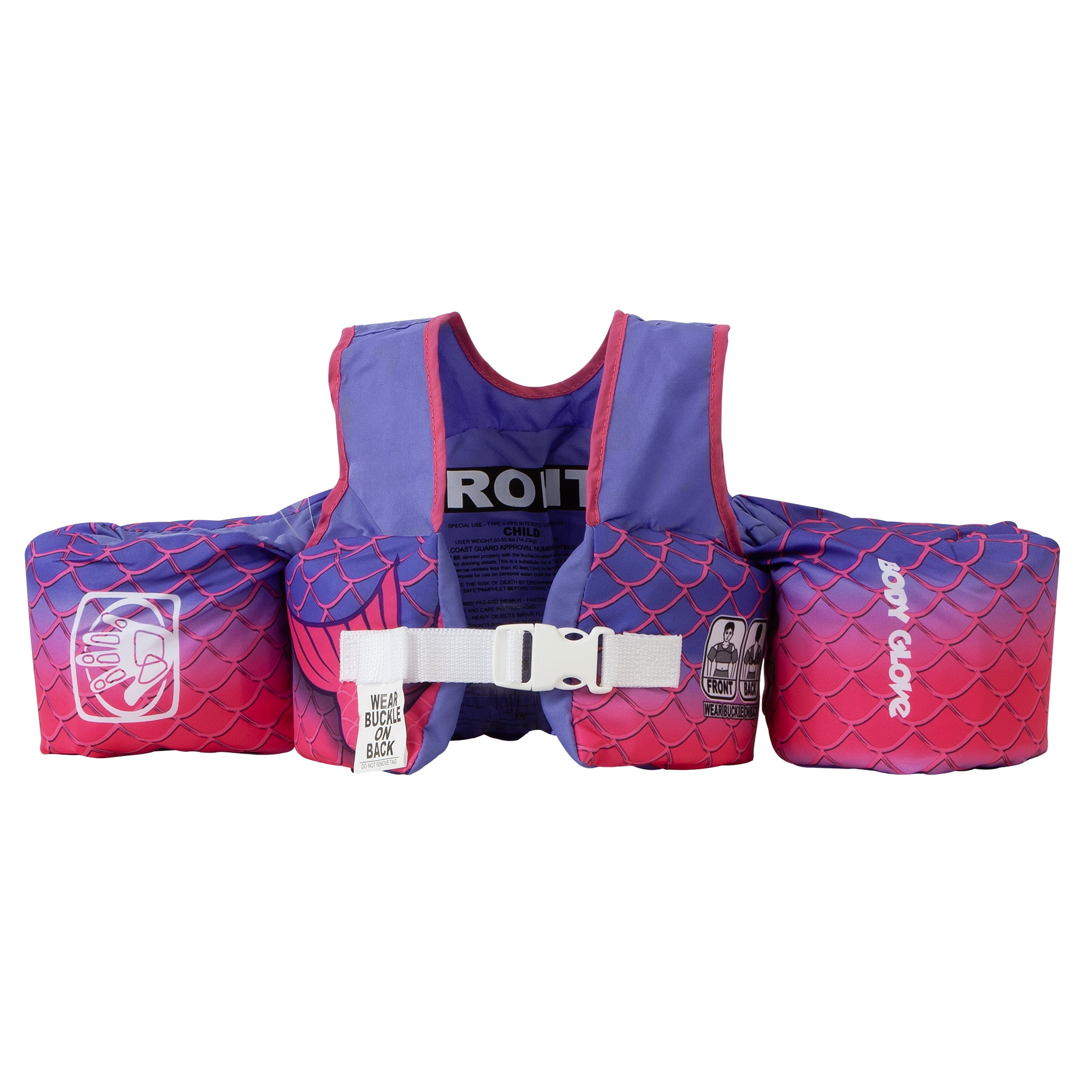 Body Glove Paddle Pals Life Jacket USCG Approved, Kids Swim Vest, 30 to 50 lbs, Mermaid