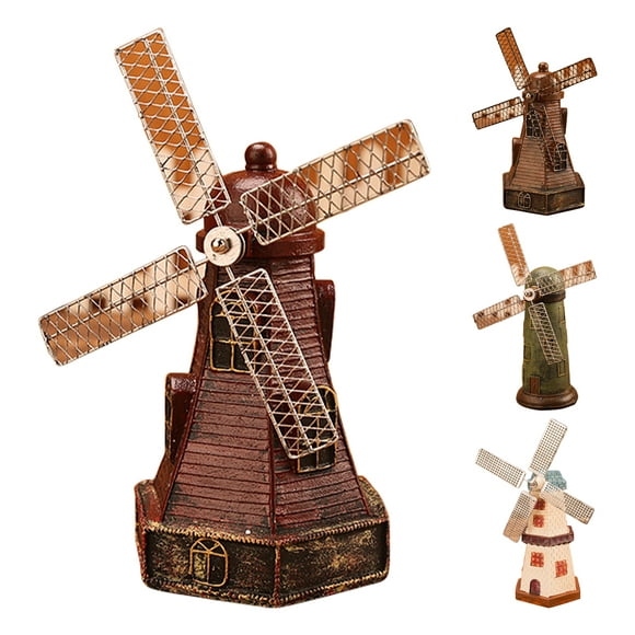 Neinkie Decorative Outdoor Resin Windmill - Dutch Inspired Outside Resin Rustic Yard, Lawn and Garden Decor - Small Class Wind Mill Statue for Backyard and Patio