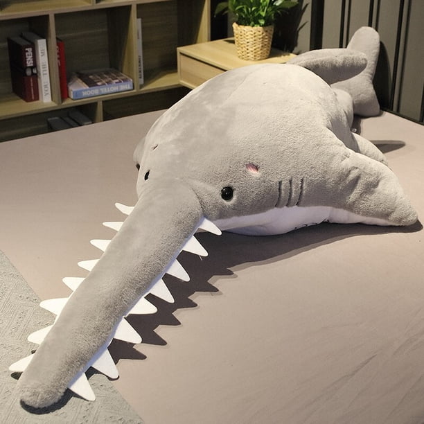 55/95/140CM Kawaii Stuffed Big Teeth Shark Doll Soft Simulation Cute Megalodon Plush Toys Kids Children Animal Pillow GiftsGray140cm Deng Xun unisex