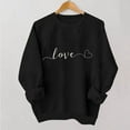 thumbnail image 2 of Womens Valentine's Day Sweatshirt Black - Oversized Crewneck with Embroidered Love Heart Design, Soft Fleece Romantic Pullover for Her,Size S, 2 of 6