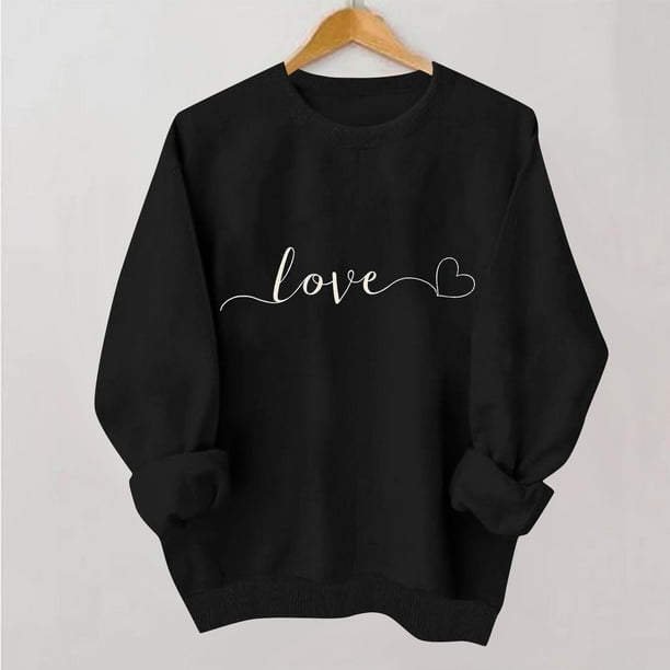 TaTaai Women's Valentine's Day Printed Sweatshirt, Long Sleeve Pullover Top, Round Neck Romantic Blouse, Cute Casual Wear Gift