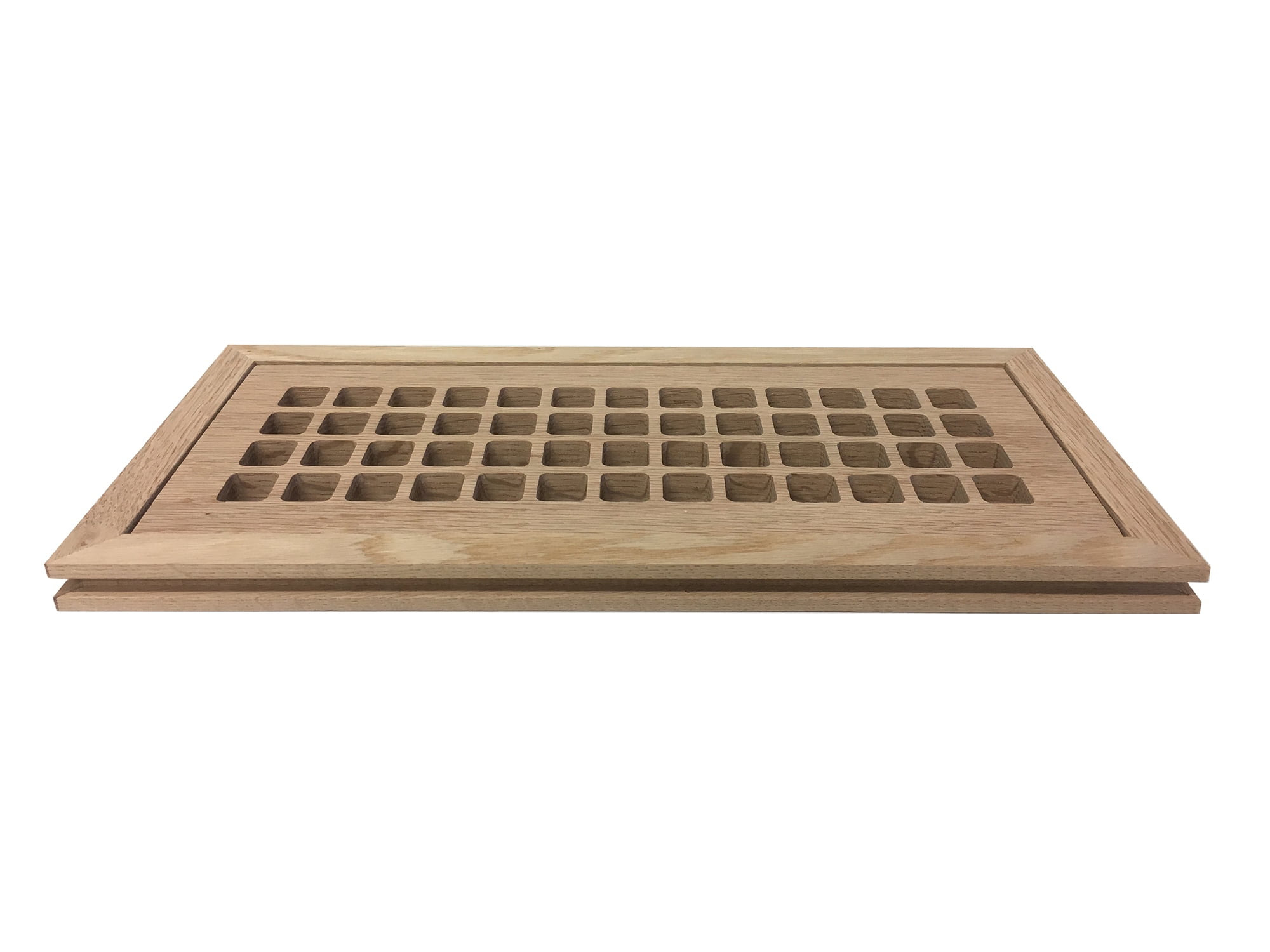 4 Inch x 12 Inch White Oak Hardwood Vent Floor Register Flush Mount, Eggcrate Style, Unfinished