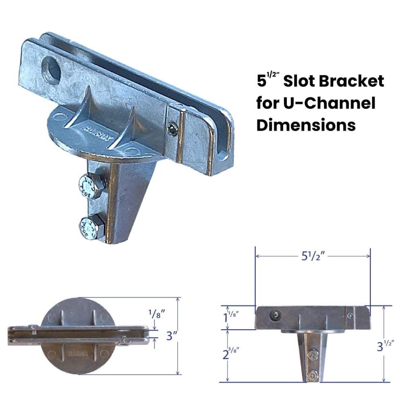 5 1/2" Slot - U-Channel Post Street Sign Bracket (Parallel), Bracket =Extruded Sign in 5.5 inch Slot