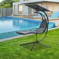 thumbnail image 3 of Patiojoy Outdoor Hanging Chaise Lounge Chair Floating Chaise Swing Lounger w/Canopy & Cushion Gray, 3 of 6