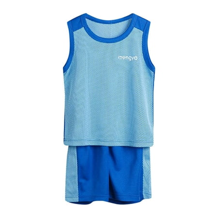 

Toddler Boys Girls Sleeveless Fashion Patchwork Color Breathable Mesh Cool Tops Shorts 2PCS Sports Outfits Clothes Set Child Clothing Streetwear Dailywear Outwear