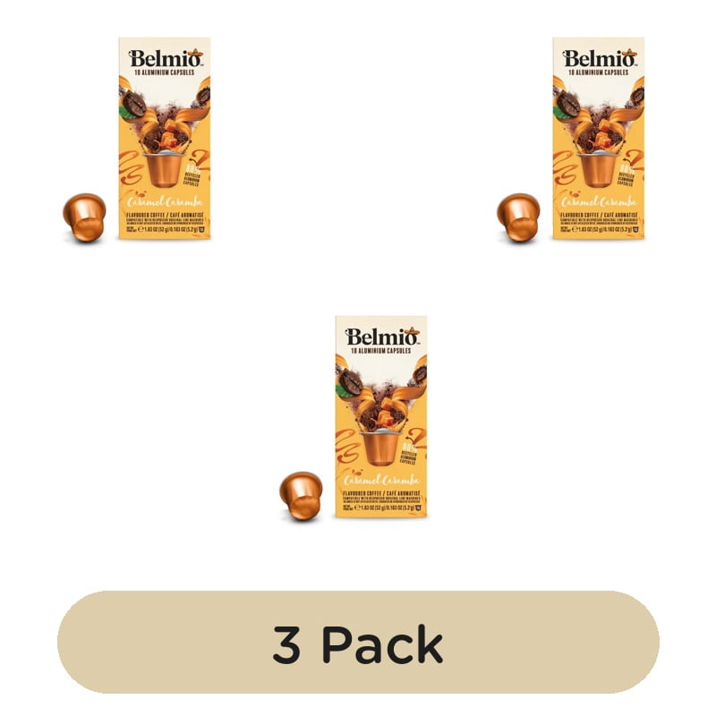Belmio Caramel Caramba Nespresso Original compatible Aluminium Coffee Pods, 10 pods per pack, British Import (Pack of 3)