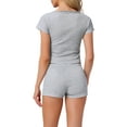 thumbnail image 3 of INSPIRE CHIC Women's Cotton Pajama Sets Lace Trim Short Sleeve Top and Shorts Lounge Set L Gray, 3 of 6