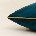 thumbnail image 4 of 1 pc White Gold Striped Velvet Pillowcase (Turquoise, 18 x 18 inches), 4 of 5