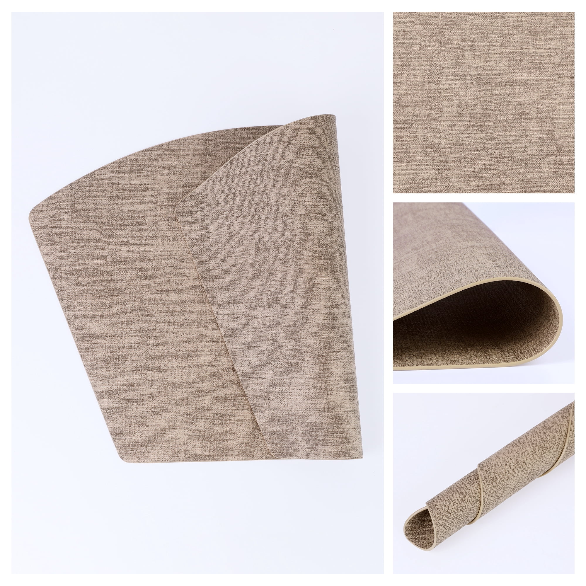 Unique Bargains Set of 6 Faux Leather Placemats Beige