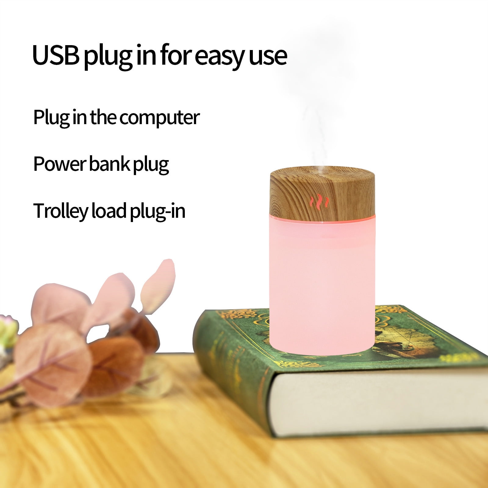 Uandlove Small Humidifiers for Bedroom Car Humidifier Light Portable Mini Humidifier Colorful LED Night USB Charger For Bedroom