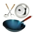 thumbnail image 3 of Elodie Wok Pan Chef Uncoated Wood Handle Traditional Wok for Cooking Household Home Pot Diameter 32cm, 3 of 8