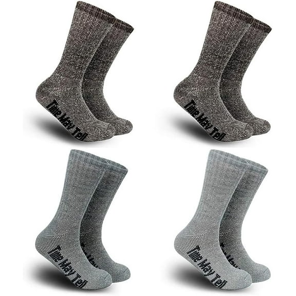 PUMIER Mens Merino Wool Hiking Cushion Socks Thermal Warm Crew Winter Boot Socks Pack (2/4 Pair,6-13 Size)