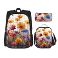 thumbnail image 1 of Easygdp Colorful Wildflower Meadow Mochila para Niños y Niñas con Set de Caja de Almuerzo y Estuche para Lápices 3 en 1, Mochila Escolar Estampada para Adolescentes, 1 of 7