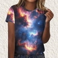 thumbnail image 1 of TaTaai Women's Galaxy Print Top Short Sleeve Crew Neck Pullover Loose Fit Casual Summer Chic T-Shirt Blouse Daily Party Weekend Gift, 1 of 5