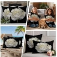 thumbnail image 5 of Flower Black Outdoor Waterproof Pillow Covers, Gold White Abstract Floral Aesthetic Decorative Square Throw Pillowcase Sofa Cushion Sham for Patio/Couch/Chair, 24"x24" 2 Pack, 5 of 8