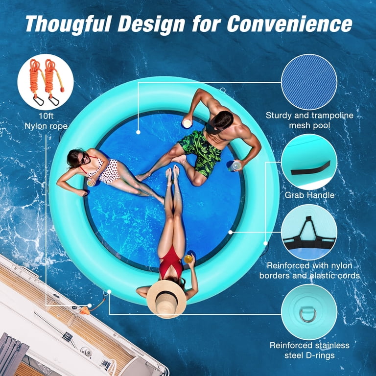 Water Hammock 8/8.5FT Inflatable Floating Dock Mesh Sunchill Float ...