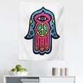 thumbnail image 1 of Hamsa Tapestry, Hippie Boho Hamsa with Peace Sign in the Palm Art, Fabric Wall Hanging Decor for Bedroom Living Room Dorm, 5 Sizes, Pink Blue Yellow, by Ambesonne, 1 of 1