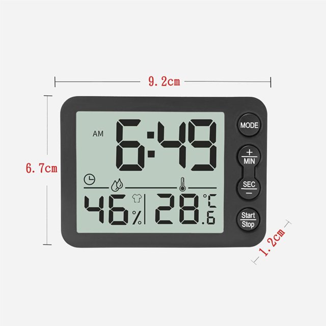 Inteprter Termómetro de Interior Higrómetro con Reloj Despertador Temporizador de Cuenta Regresiva Electrónico Medidor de Humedad de Temperatura Almacenamiento y organización del hogar Inteprter HA023466-00