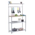 thumbnail image 2 of TRINITY EcoStorage Bakers Rack and Pantry Organizer with 3 Shelves, Removable Bamboo Work Surface, and Hooks for Kitchen Organization and Food Preparation, Chrome, 36â€ W x 14â€ D x 60â€ H, 2 of 4