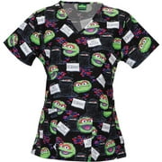 Sesame Street Women's Fashion Collection Scram V-Neck Scrub Top
