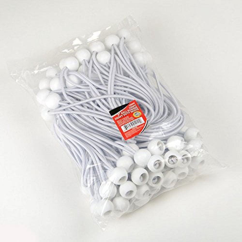 6" Heavy Duty Tie Downs White Ball Bungee Cords 100 Piece Set