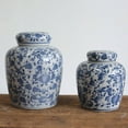 thumbnail image 3 of Woven Paths Blue and White Ceramic Ginger Jar with Lid, 3 of 3