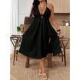 thumbnail image 3 of Plus Size Women Summer Solid Color Side Slit Hem Sexy Spaghetti Strap Dress, 3 of 10
