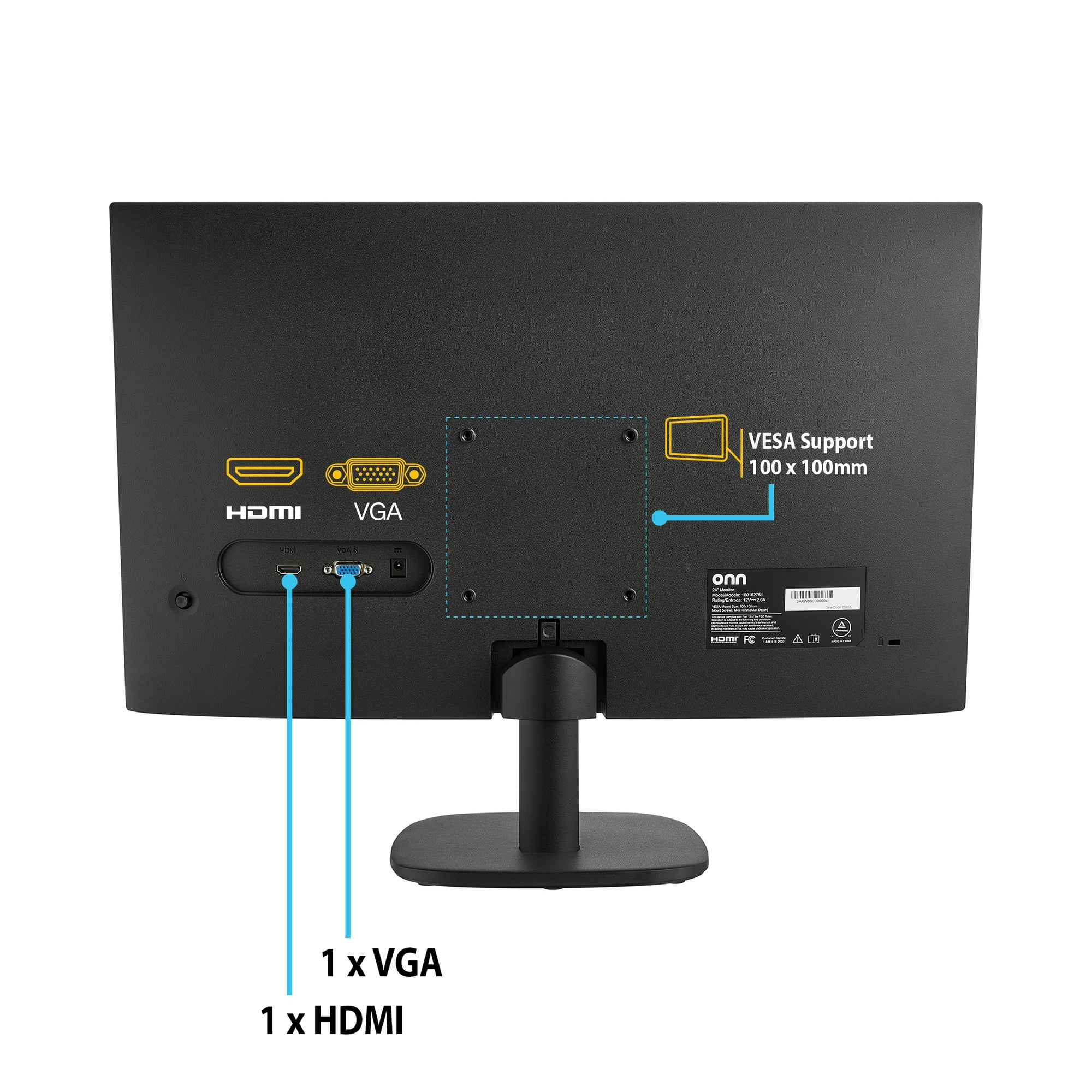 onn Monitor de Oficina 24" FHD (1920 x 1080p) 144Hz con Cable HDMI de 6.07 pies, Negro 2