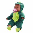 thumbnail image 2 of Muñeca bebé realista de 16 pulgadas, linda muñeca de vinilo con dinosaurio, pijama de una pieza, chupete para niños, 2 of 5