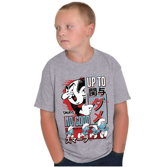 The Smurfs Kanji Up To No Good Boys Kids T Shirt Tees Tops Teen Brisco Brands L