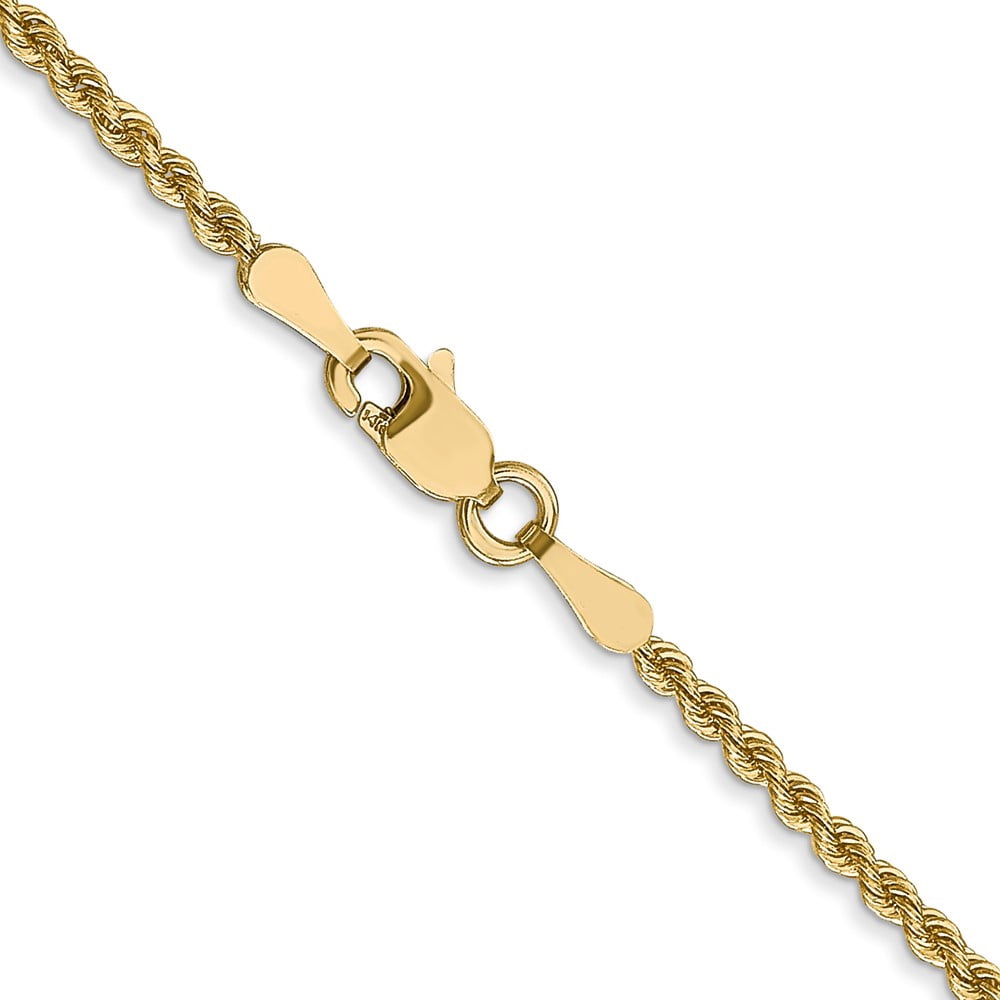 14K Yellow Gold Rope Chain Styles Necklace 2 mm Solid Regular 18 inch