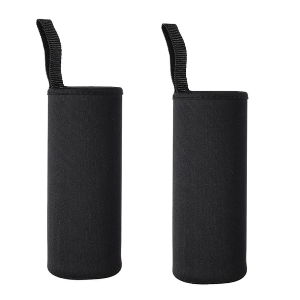 Inteprter Bolsa para botella aislada con correa para llevar bebida con estilo, botella de agua plegable, funda para taza negra, 550ml Almacenamiento y organización del hogar 550ml negro