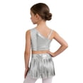 thumbnail image 5 of iiniim Girls Metallic Ballroom Latin Dance Dress Tassel Crop Top and Fringe Skirted Shorts 2 Piece Outfit Silver 16, 5 of 7