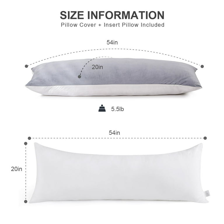 Body Pillow for Adults Body Pillows for Adults Sleeping Long Pillow for Bed Big Large Firm Full Body Pillow for Side Sleeper with Velvet Cover