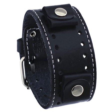 - STH-K Black Wide Leather Cuff Wrist Watch Band