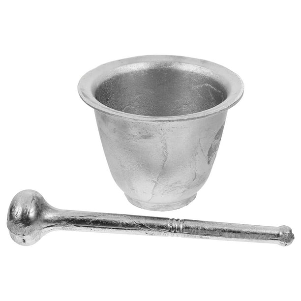 1 juego de prensa de ajo con mortero, triturador de jengibre, recipiente de metal, herramienta para moler especias