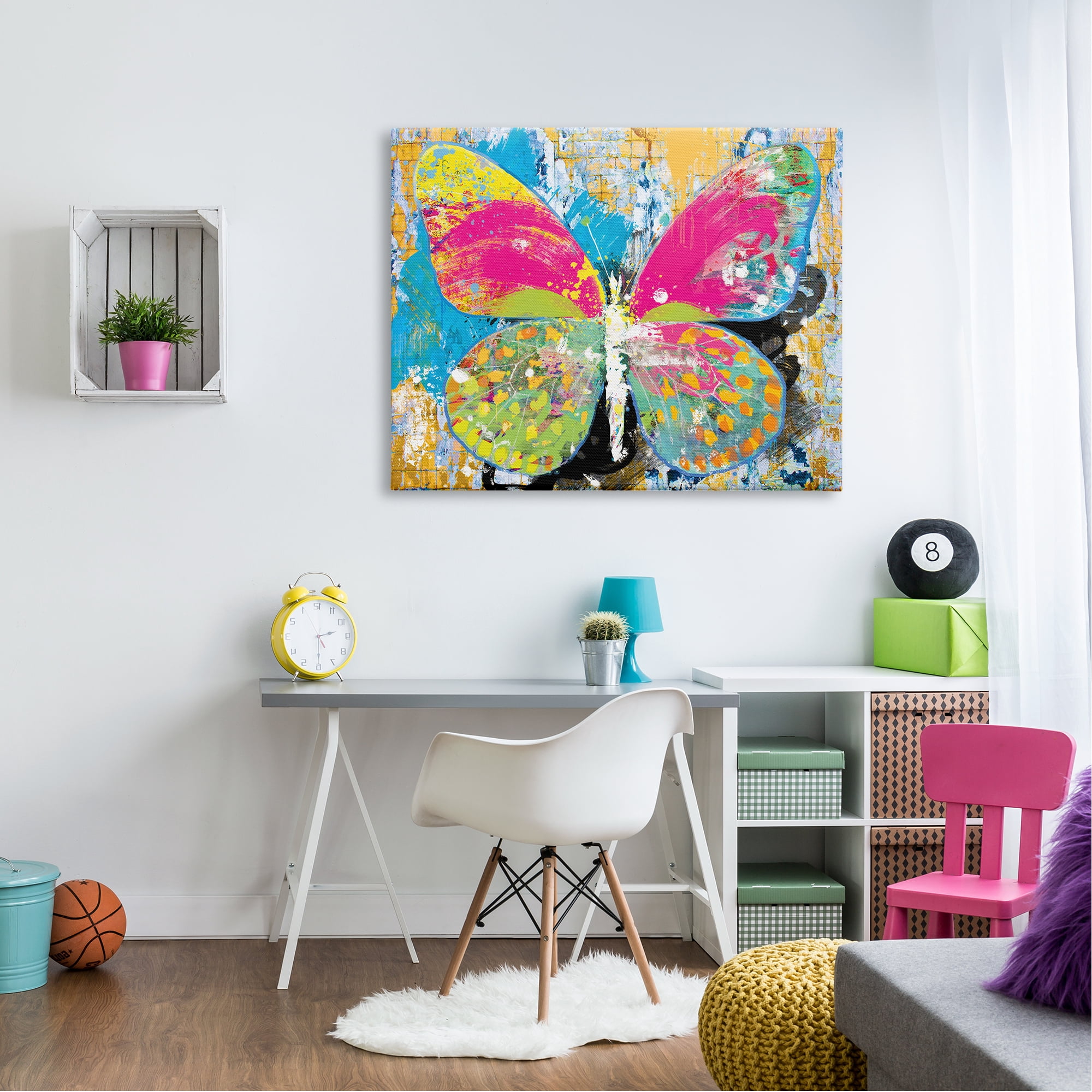 Stupell Industries Modern Abstract Vivid Butterfly Collage Illustration , 48 x 36, Design by Porter Hastings