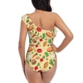 thumbnail image 5 of Rateoe Herb Of Burger Pattern Women One Piece Swimsuits Tummy Control One Shoulder Bathing Suits Ruffle Swimwear-Small, 5 of 6