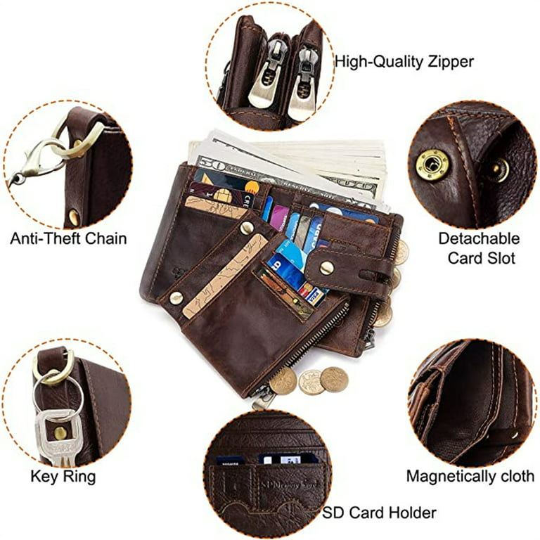 men Wallet Genuine Leather Men's Purse Design male Wallets With Zipper Coin  Pocket Card Holder Luxury Wallet