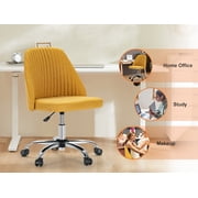 MCQ Office Desk Chair,Armless Office Chair,Modern Adjustable Rolling Vanity Swivel Seating with Wheels for Home, Bedrooms, Study, Student, Adults,Yellow