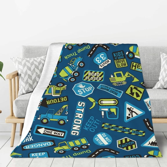 Rateoe Dump Truck Pattern Flannel Throw Blanket, Ultra-soft Blanket for Bed, Couch, Car, Hypoallergenic Anti-pilling blanket-40"x30"(Vertical)