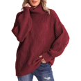thumbnail image 1 of ManxiVoo Chandail Tricoté à Col Roulé Ample Décontracté pour Femmes, Chandail à Manches Longues pour l'Automne et l'Hiver 2026, Mode Chaude, Taille P, Rouge, 1 of 7