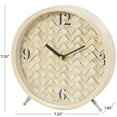 thumbnail image 4 of DecMode 7" Light Brown Wood Woven Chevron Patterned Clock with Silver Legs, 4 of 11