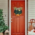 thumbnail image 7 of SKYSONIC Halloween Pumpkin Welcome Sign Front Door Decoration Round Door Hanging Sign Porch Decorations for Home Outdoor Indoor Holiday Fall Halloween Christmas - 11.8x11.8 inch, 7 of 7