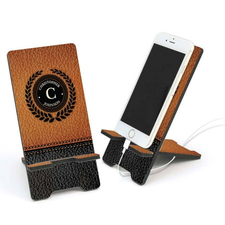 Leather Design Background Personalized Cell Phone Stand