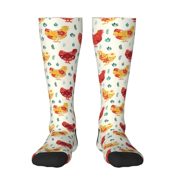 Hirioo Flower Chicken for Adult Stockings Breathable Sock Non-Pilling,Contrasting Color Design