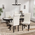 thumbnail image 3 of DONICK Rolled-Up High-Back Upholstered Dining Chairs With Tufted Solid Wood Legs Nailhead Trim For Home,Restaurant,Dining Room(Beige,Set of 6), 3 of 14