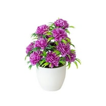 Artificial Chrysanthemum Bonsai Tree with Pot, Silk Flower for Home and Office Desk Decor, Tabletop Indoor Greenery for Desktop, Table, and Shelf Decoration