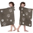 thumbnail image 4 of Brown Dog Paw Footprint Hooded Bath Towel，50"x30" for Ages 3 To 12 Kids, Quick Dry Lightweight Soft Microfiber Hood Beach Towel Cover Up for Kids, 4 of 7